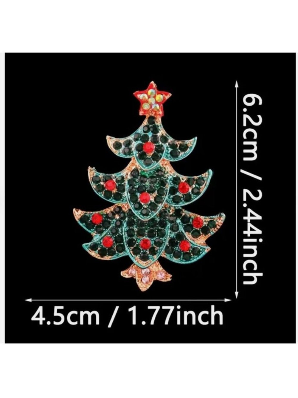 Pink Iridescent Rhinestone Christmas Tree Brooch Pin - Picture 2 of 2
